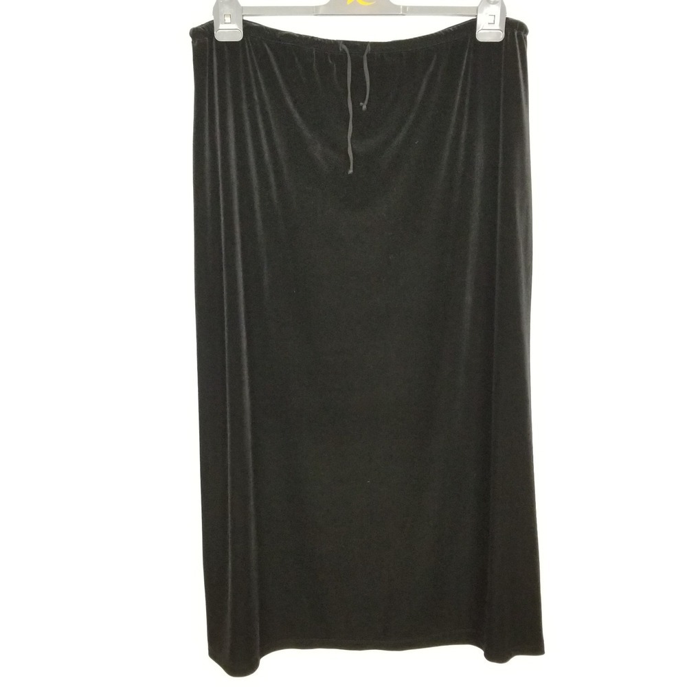 Jones New York Sport Women Plus Velour Maxi Skirt Sz‎ 3X Black Straight Pull On